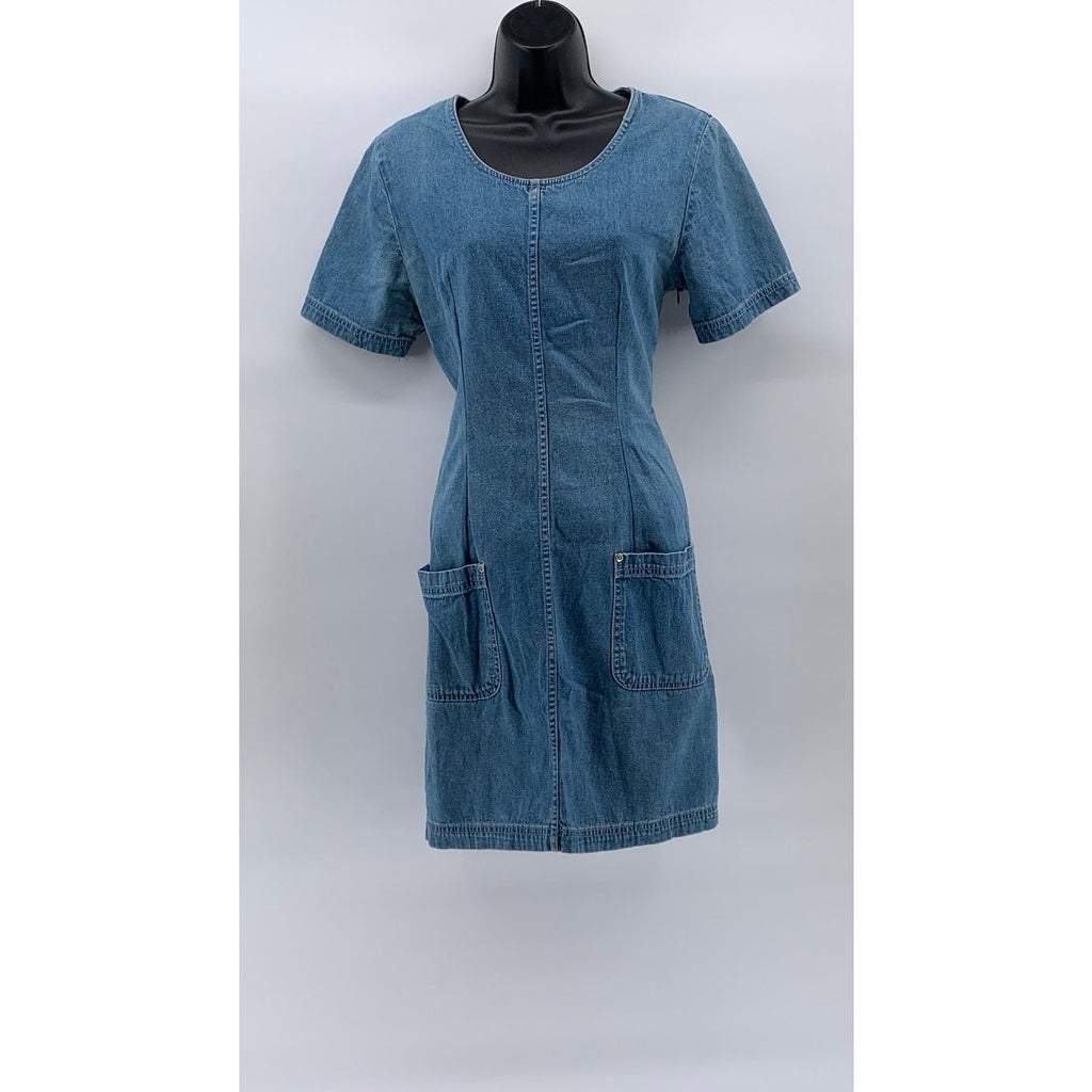 ROUTE 66 ORIGINAL CLOTHING CO Women’s Blue Denim Scoop-Neck Dress SZ 10