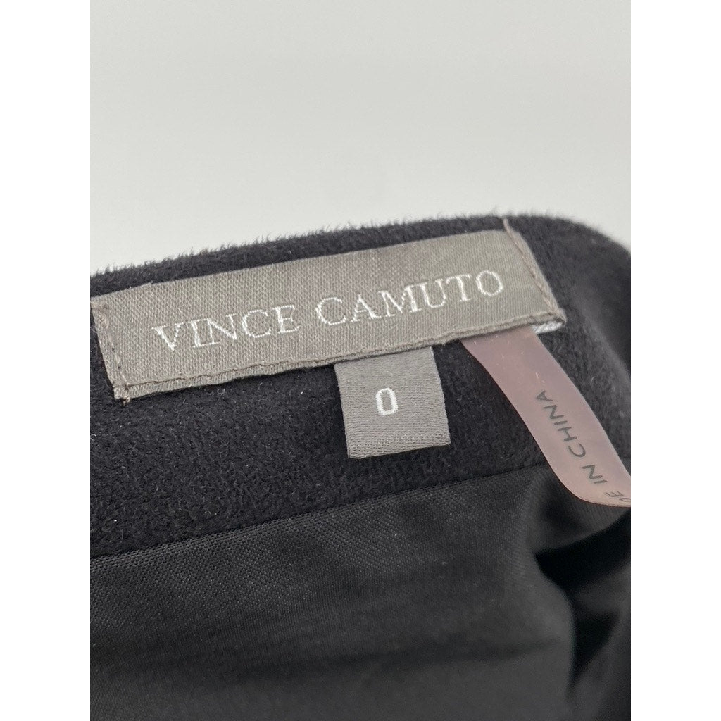 VINCE CAMUTO Women's Black Faux-Suede A-Line Flare Knee Length Skirt SZ 0