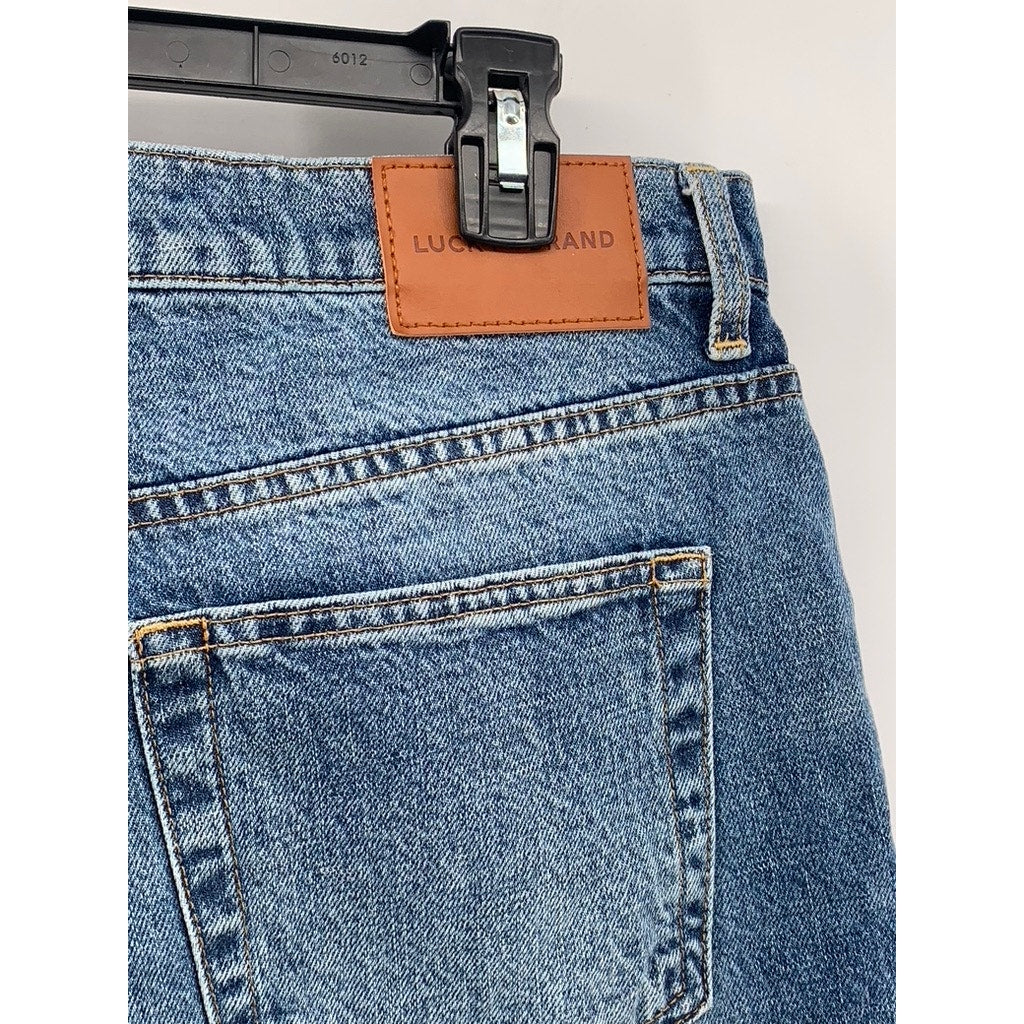 LUCKY BRAND Women's Medium Blue Distressed Slim-Leg Regular-Fit Jeans SZ 6/28