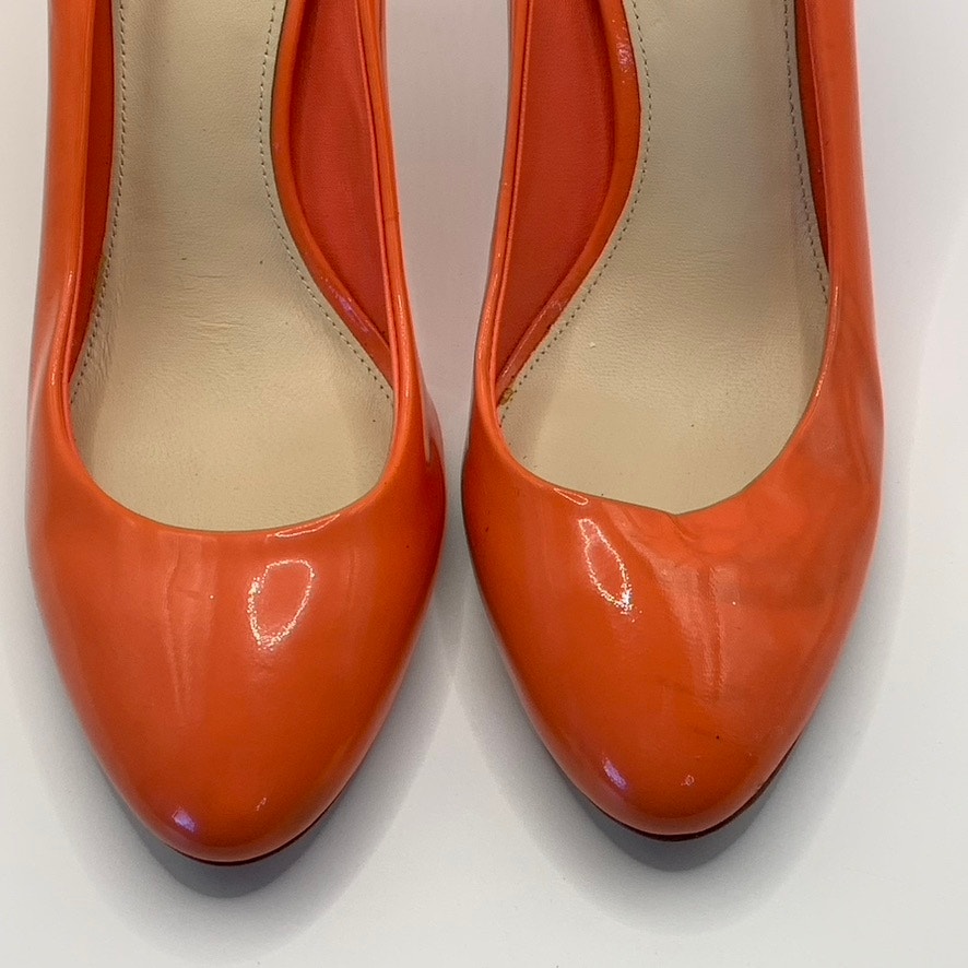 COACH Women's Orange Nala Patent Leather Round-Toe Slip-On Pumps SZ 7.5