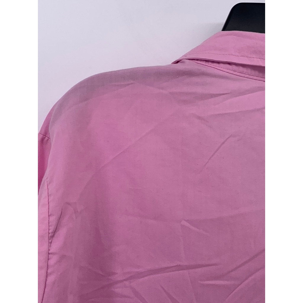 AMERICAN SWEETHEART Women's Vintage Bubblegum Pink Button-Up 3/4 Sleeve Top SZXL