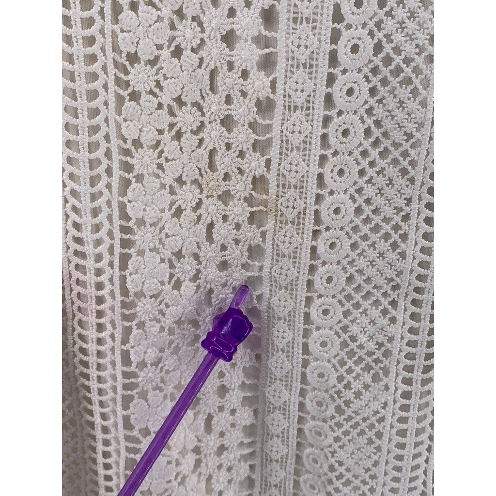 MIKAROSE Women's Cream Embroidered Lace Midi Dress SZ XS