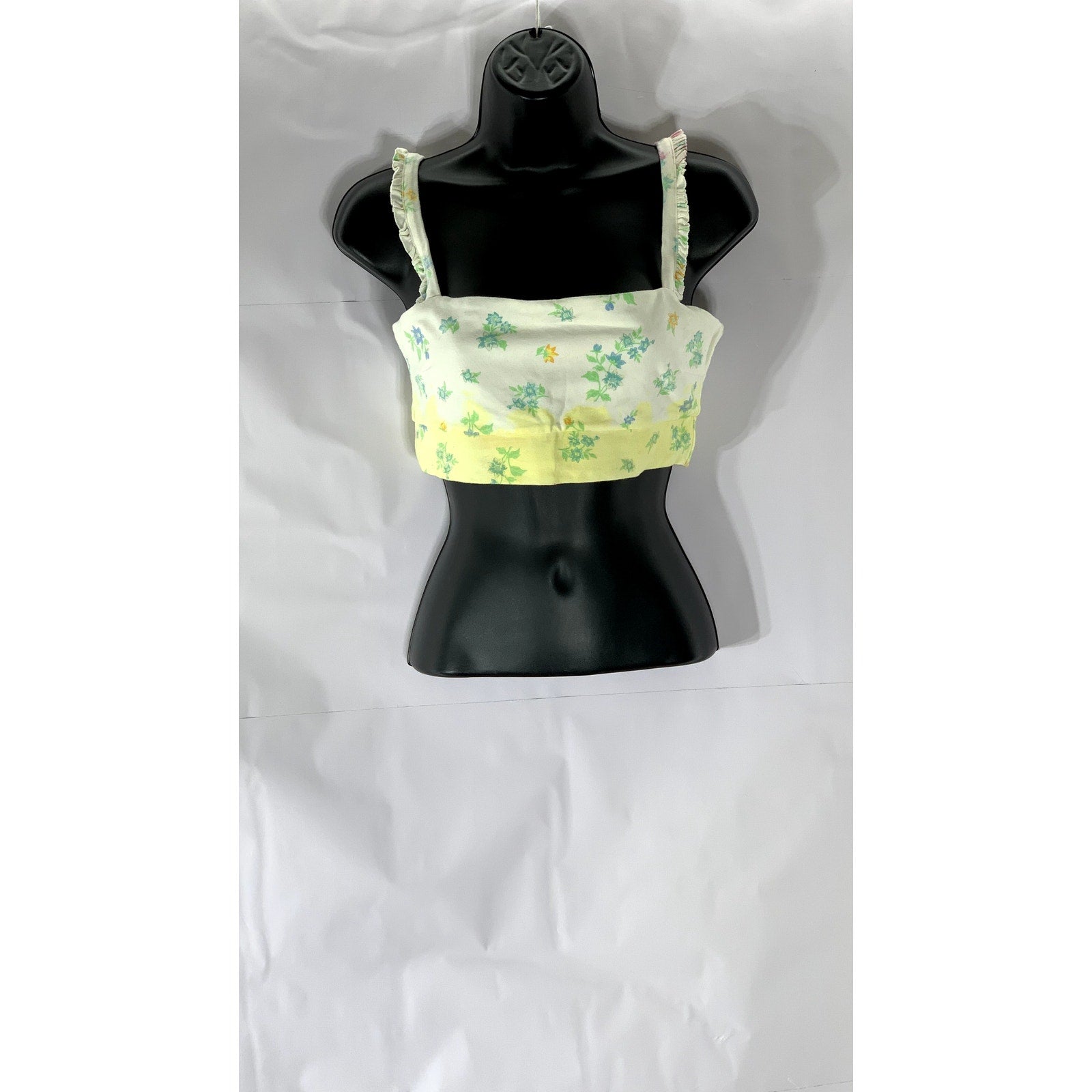 SINCERELY JULES X BANDIER Women's White-Yellow Floral Ruffle-Sleeve Bralette SZM