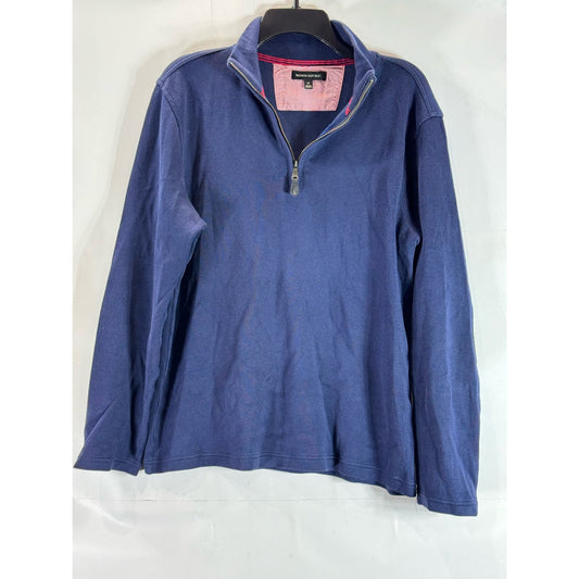 BANANA REPUBLIC Men's Navy Star Quarter-Zip Elbow-Patch Pullover Sweater SZ M