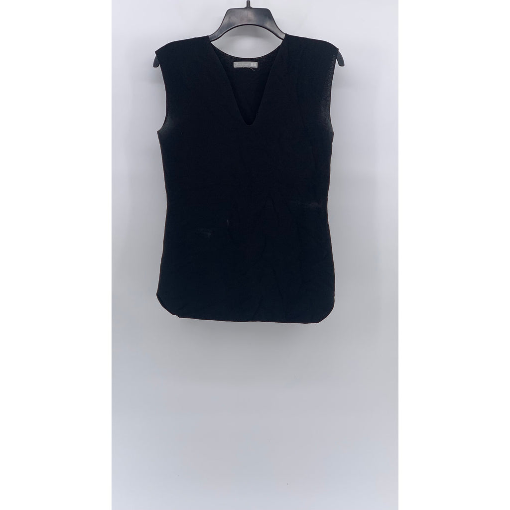 UNIQLO X Mame Kurogouchi Women's Black V-Neck Sleeveless Knit Sweater Top SZ S