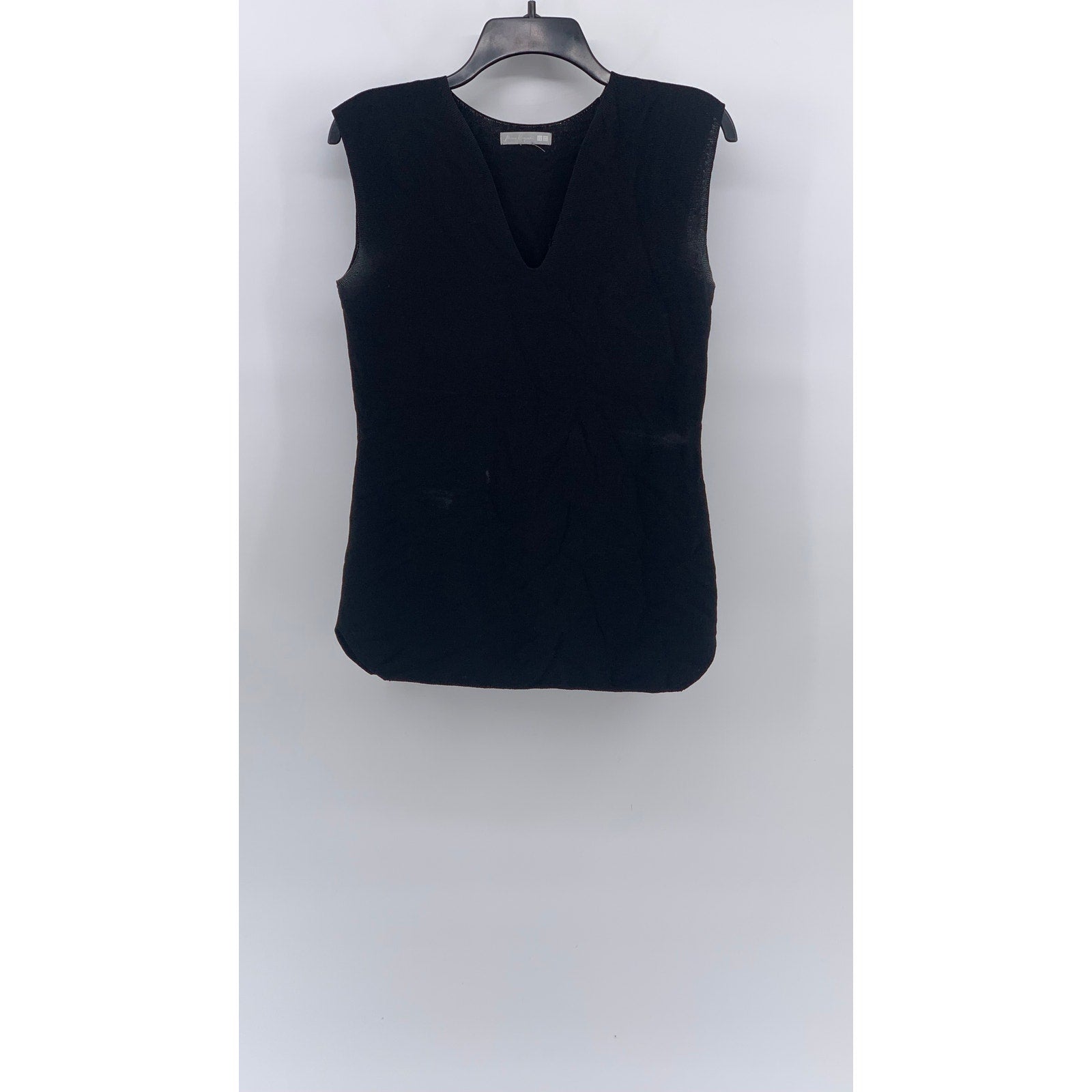 UNIQLO X Mame Kurogouchi Women's Black V-Neck Sleeveless Knit Sweater Top SZ S