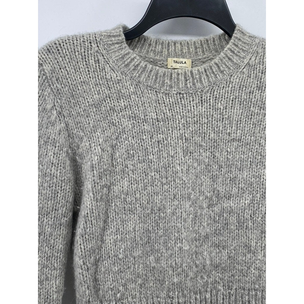 TALULA Women's Gray Heather Crewneck Alpaca Blend Long Sleeve Knit Sweater SZ XS