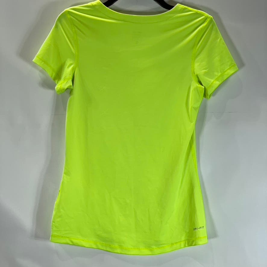 NIKE PRO Women’s Lime Green Active V-Neck Short Sleeve Top SZ M