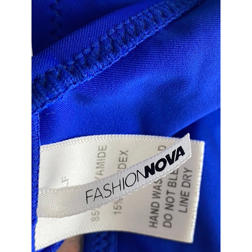 FASHION NOVA Women's Royal Blue Scoop-Neck Strappy Back Bikini Top SZ M