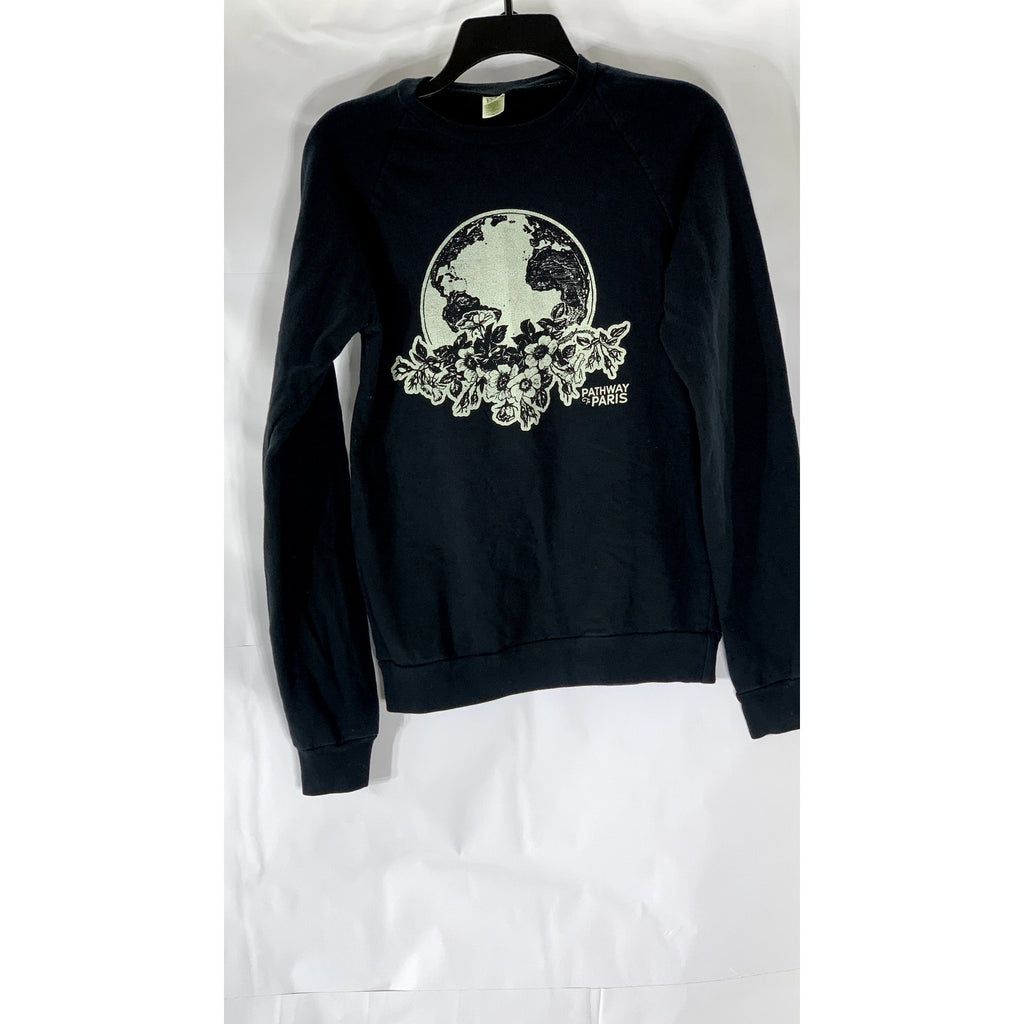 ORGANIC ROYAL APPAREL Men’s Black Pathway To Paris Graphic Crewneck T-Shirt SZ S