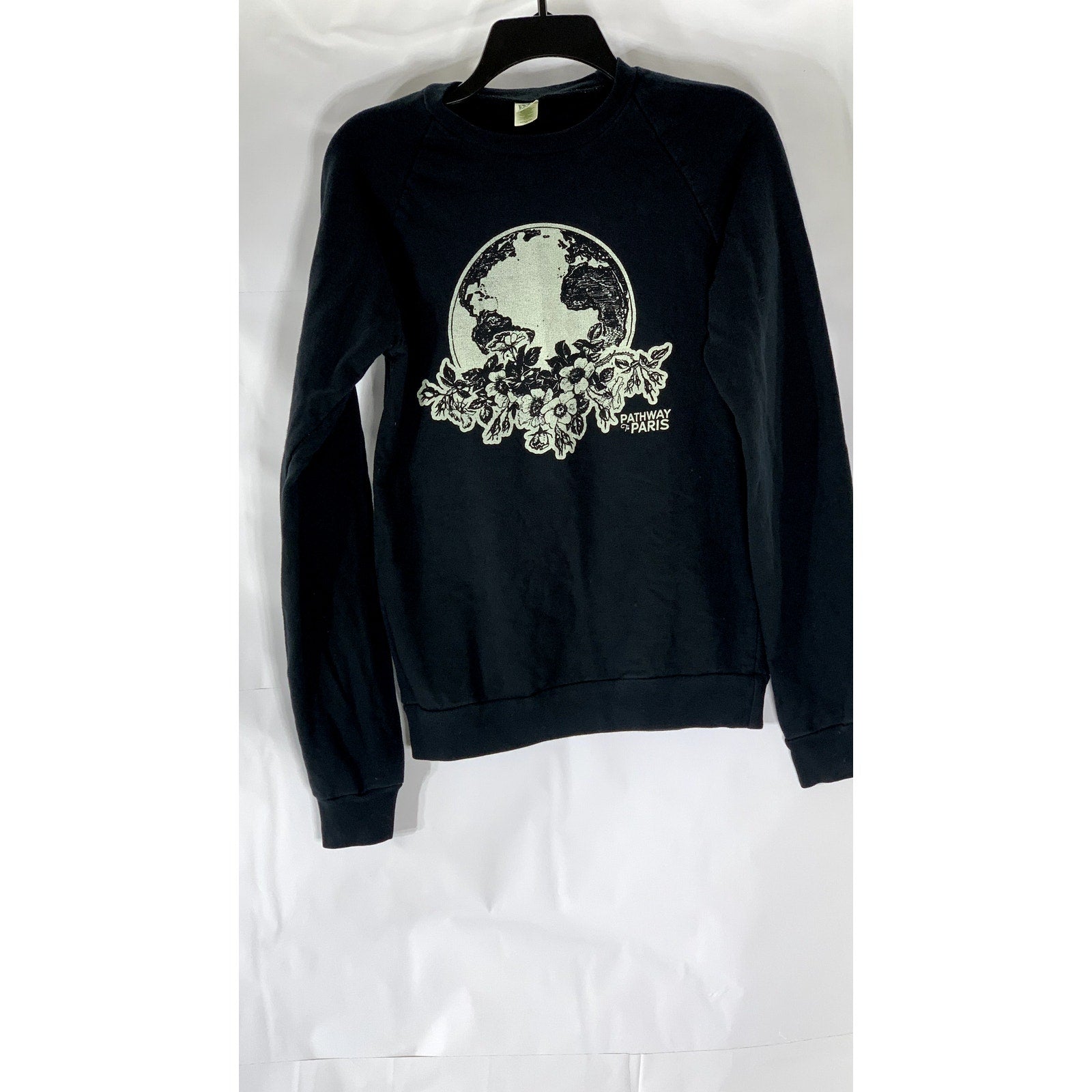 ORGANIC ROYAL APPAREL Men’s Black Pathway To Paris Graphic Crewneck T-Shirt SZ S