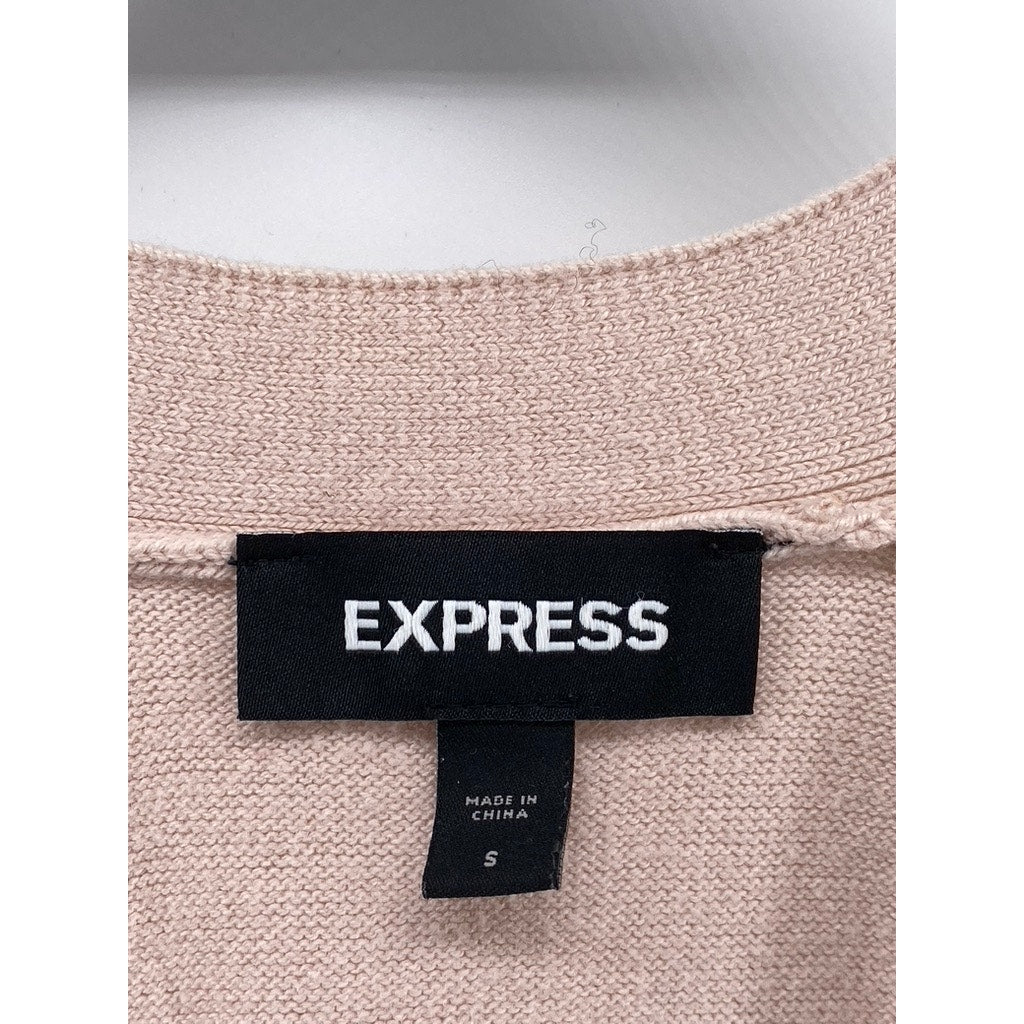 EXPRESS Women's Light Pink Open Front Balloon Elbow Sleeves Duster SZ S