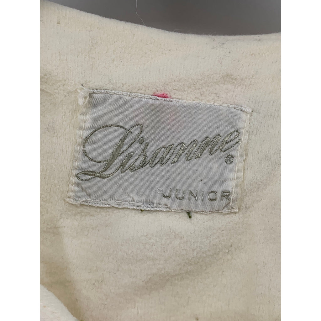 LISANNE Juniors' Vintage Cream Embroidered Floral Button-Up Midi Dress SZ M