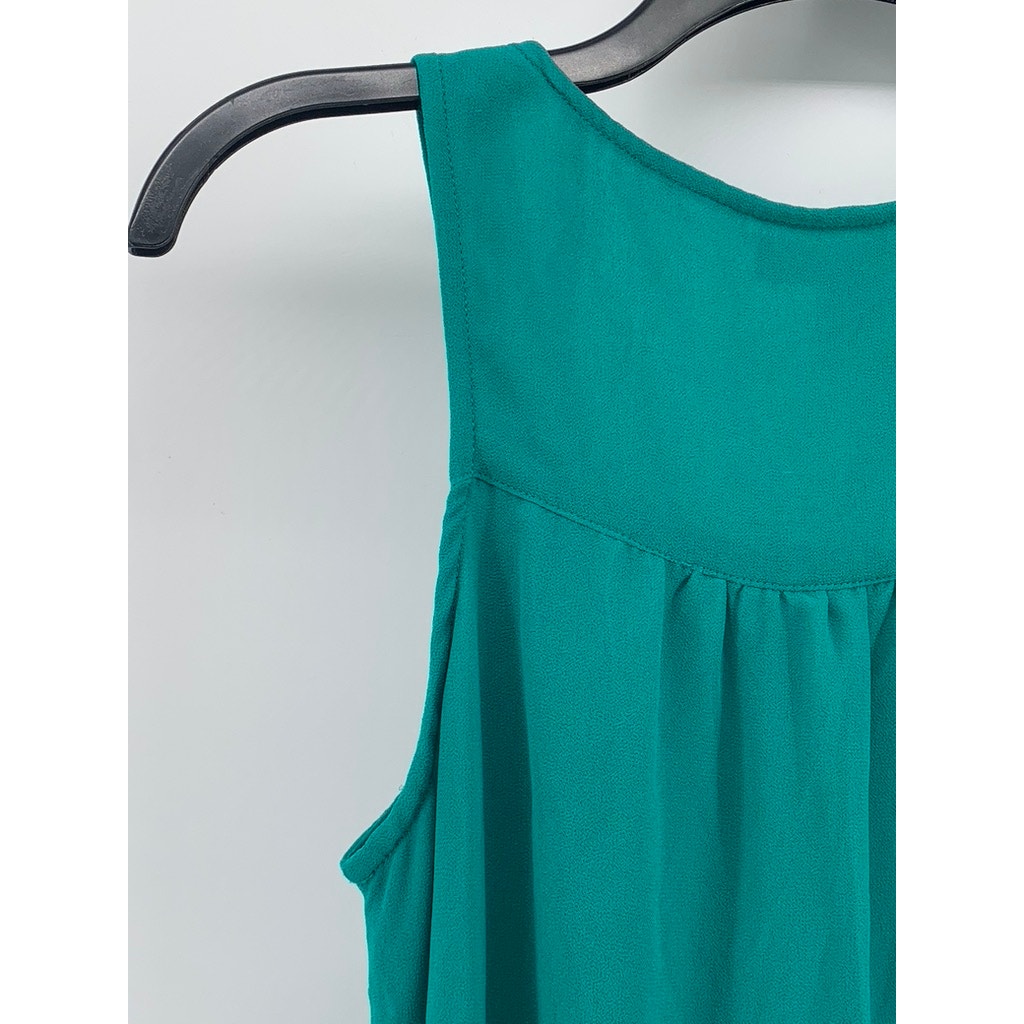 LOVE 21 Green Scoop-Neck Sleeveless Belted HI-Low Dress SZ XS