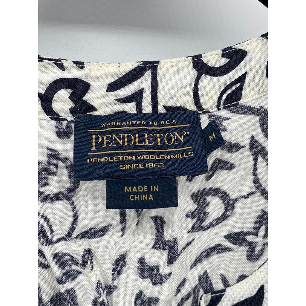 PADLETON Women's Black-White Printed Serephina Half-Button A-Line Dress SZ M