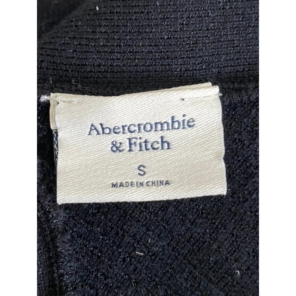 ABERCROMBIE & FITCH Women's Black Ribbed Sleeveless Halter Cropped Top SZ S