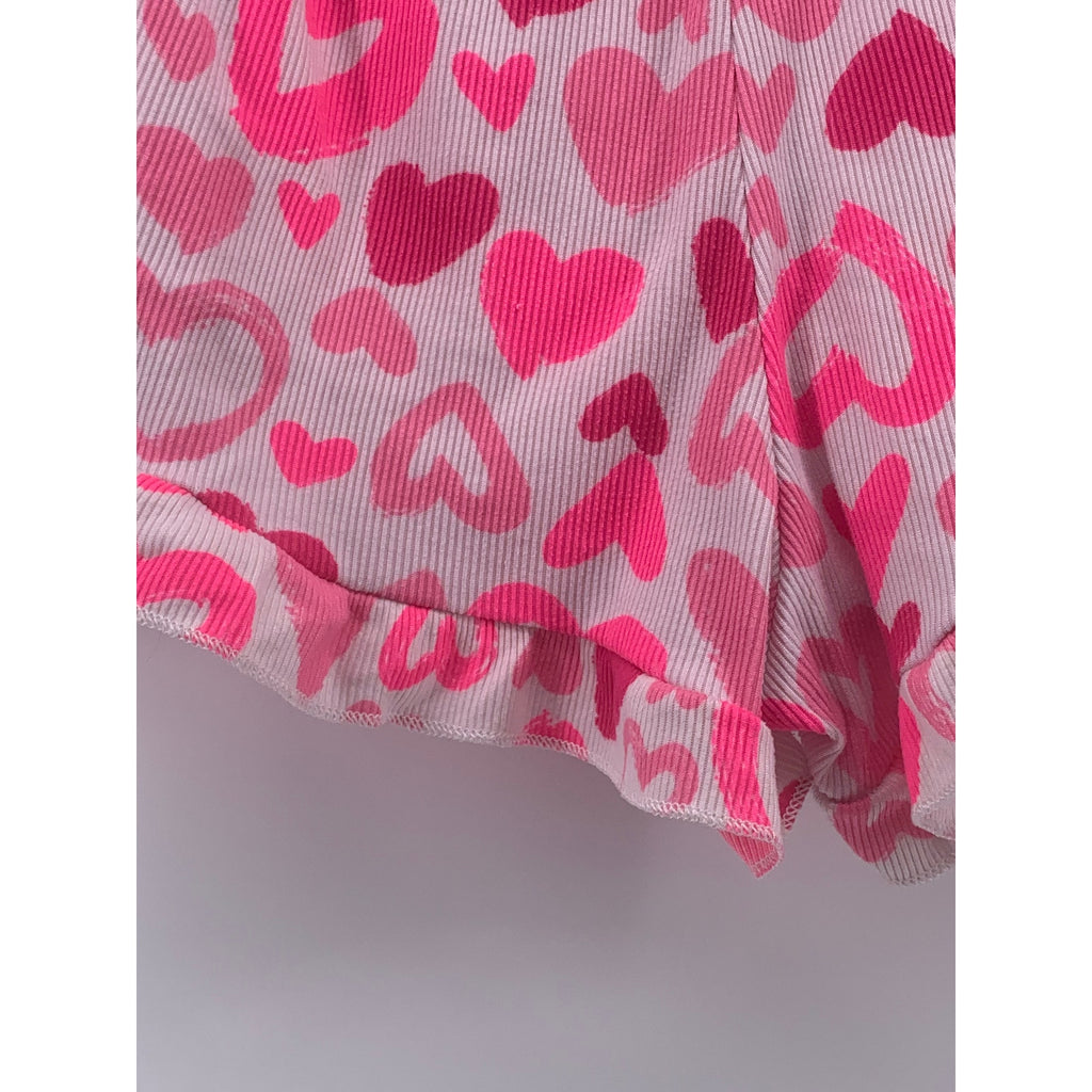 FASHION NOVA Women's Pink-White Heart Print Elastic-Waist Pajama Shorts SZ L