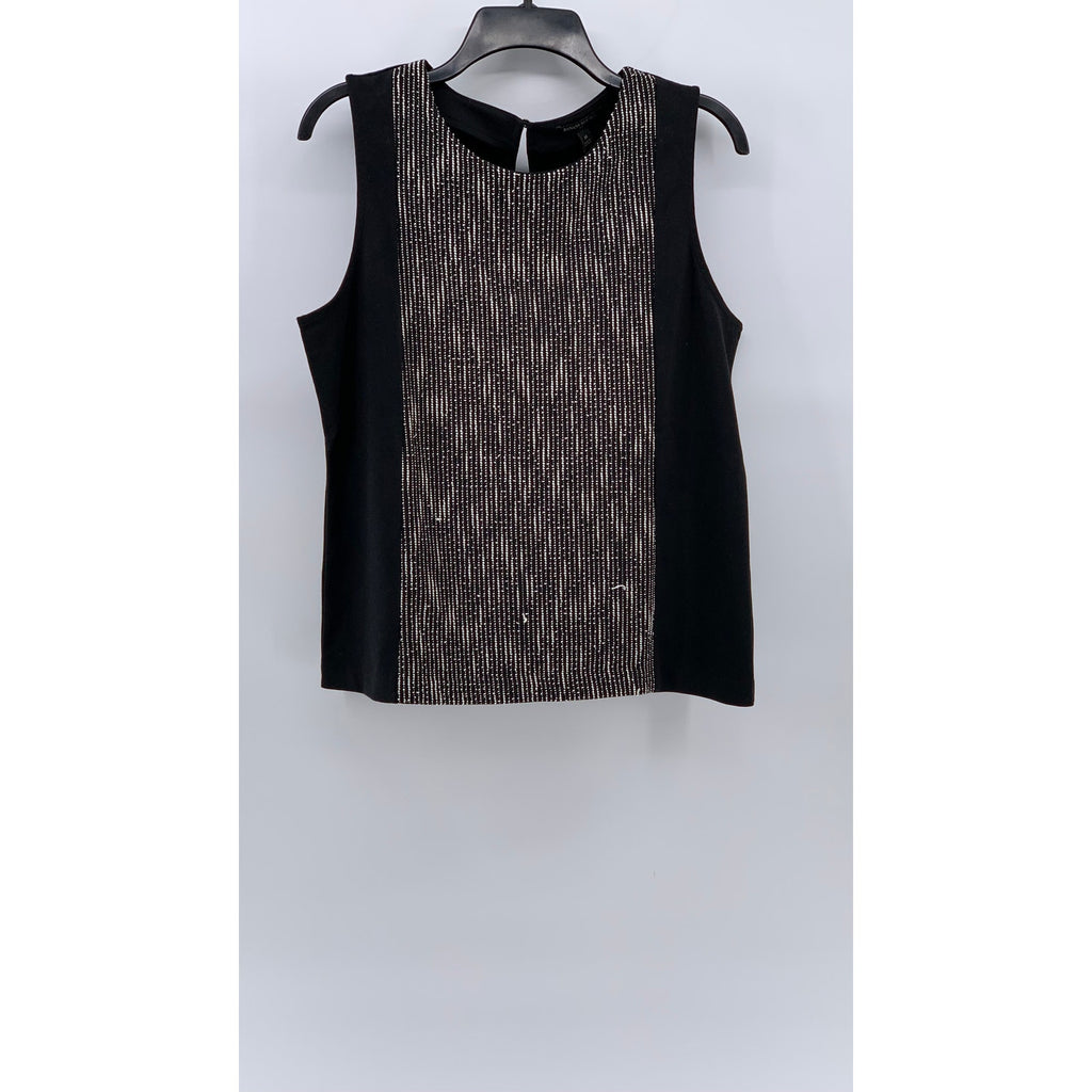 BANANA REPUBLIC Women's Black Scoop-Neck Sleeveless Ponte Textured Top SZ M