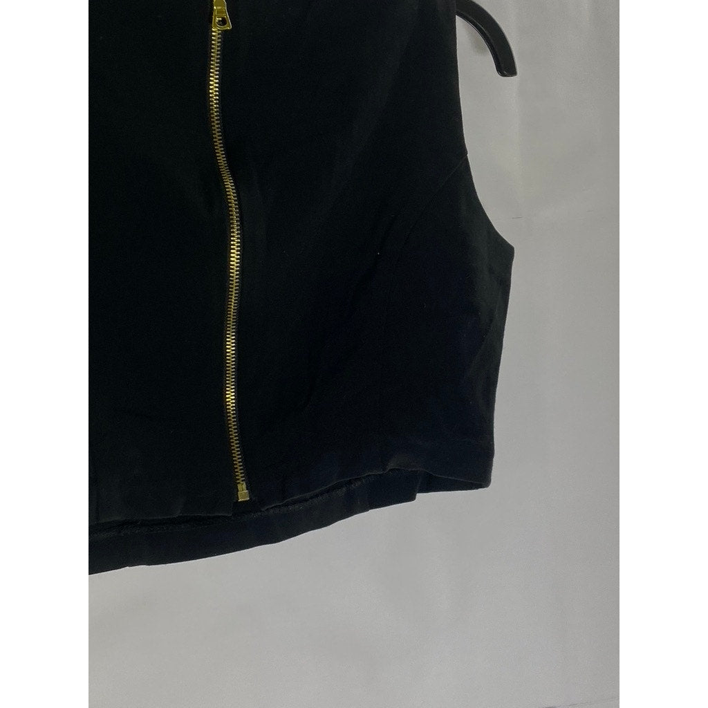 TOPHAT IMAGEWEAR Women's Black Back-Zipper Crewneck Sleeveless Crop Top SZ 8