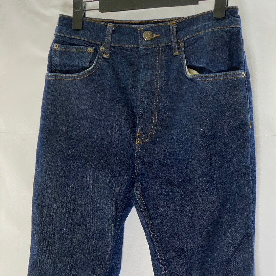 ZARA Women's Dark Blue Denim Mid-Rise Straight-Leg Five-Pocket Jeans SZ 8