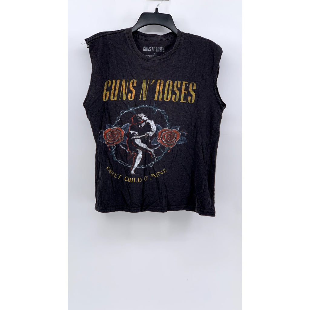 GUNS N' ROSES Women's Black Graphic Cut-Off Top SZ M