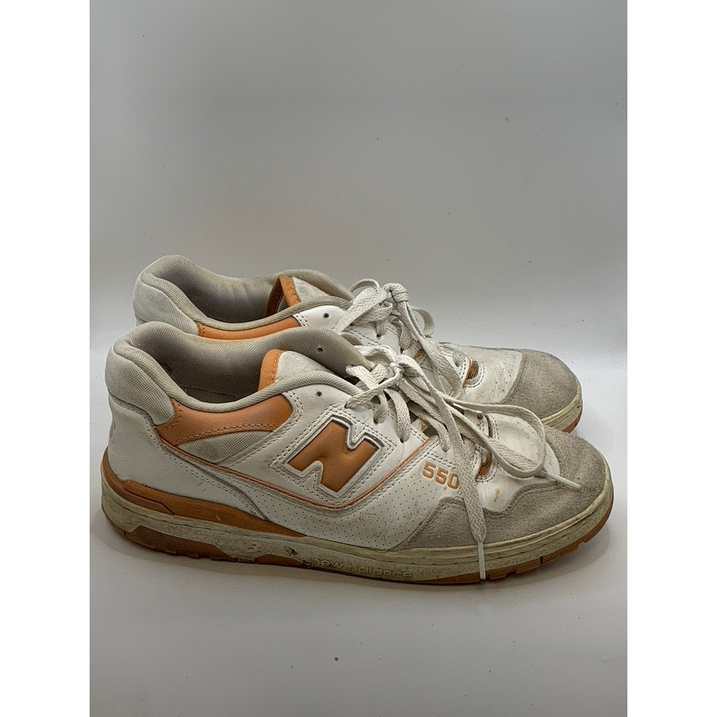 NEW BALANCE Men's White-Orange 550 Sneakers SZ 10