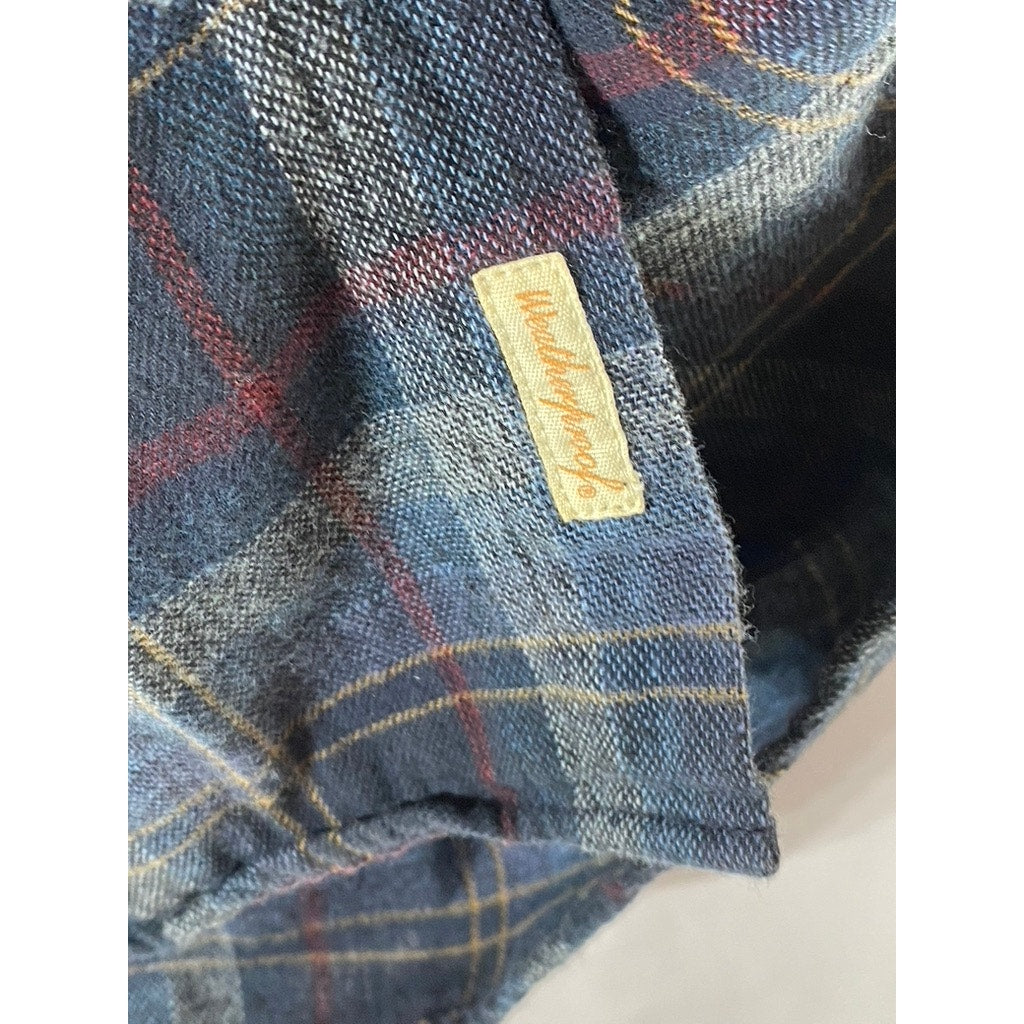 WEATHERPROOF Vintage Original Men's Blue Plaid Button-Up Regular-Fit Shirt SZ L
