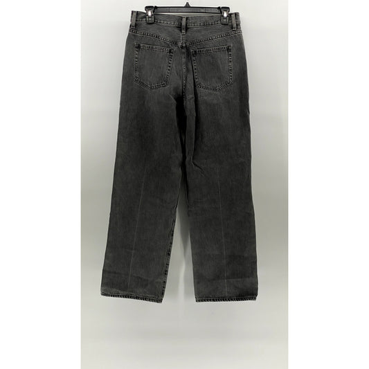UNIQLO JEANS Women's Washed Black Denim Straight-Leg Wide Jeans SZ 27X31