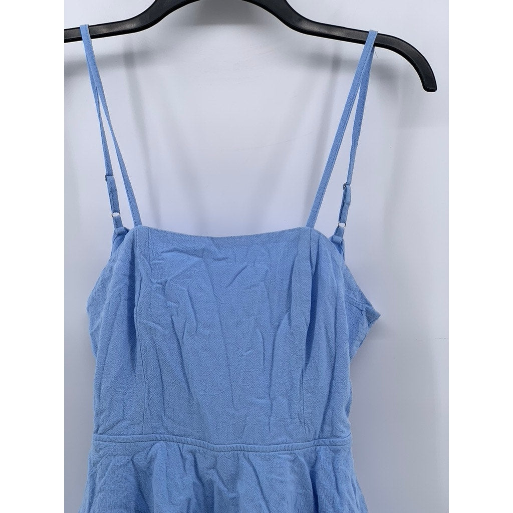 UNBRANDED Women's Blue Back-Tie Tiered Mini Dress SZ S