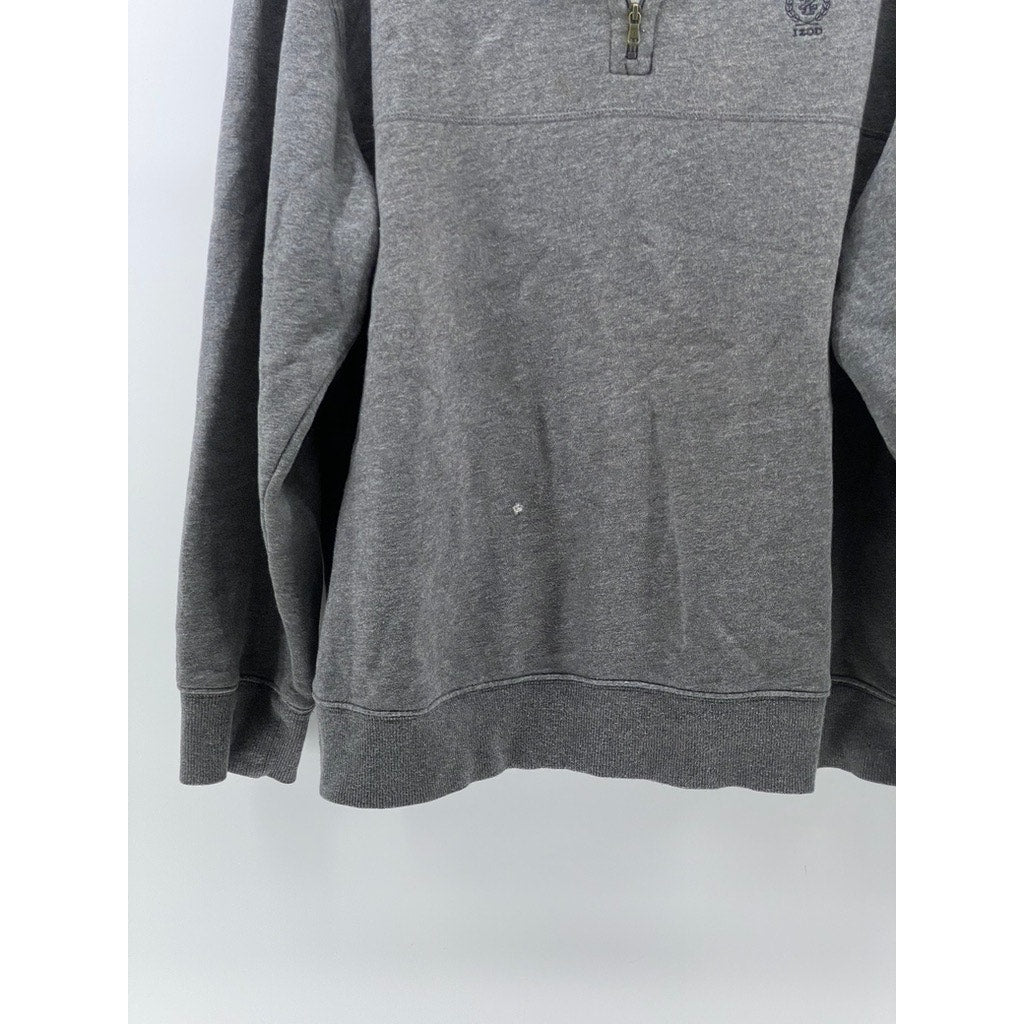IZOD Men's Charcoal Gray Half Zip Stand Collar Long Sleeve Sweater SZ M