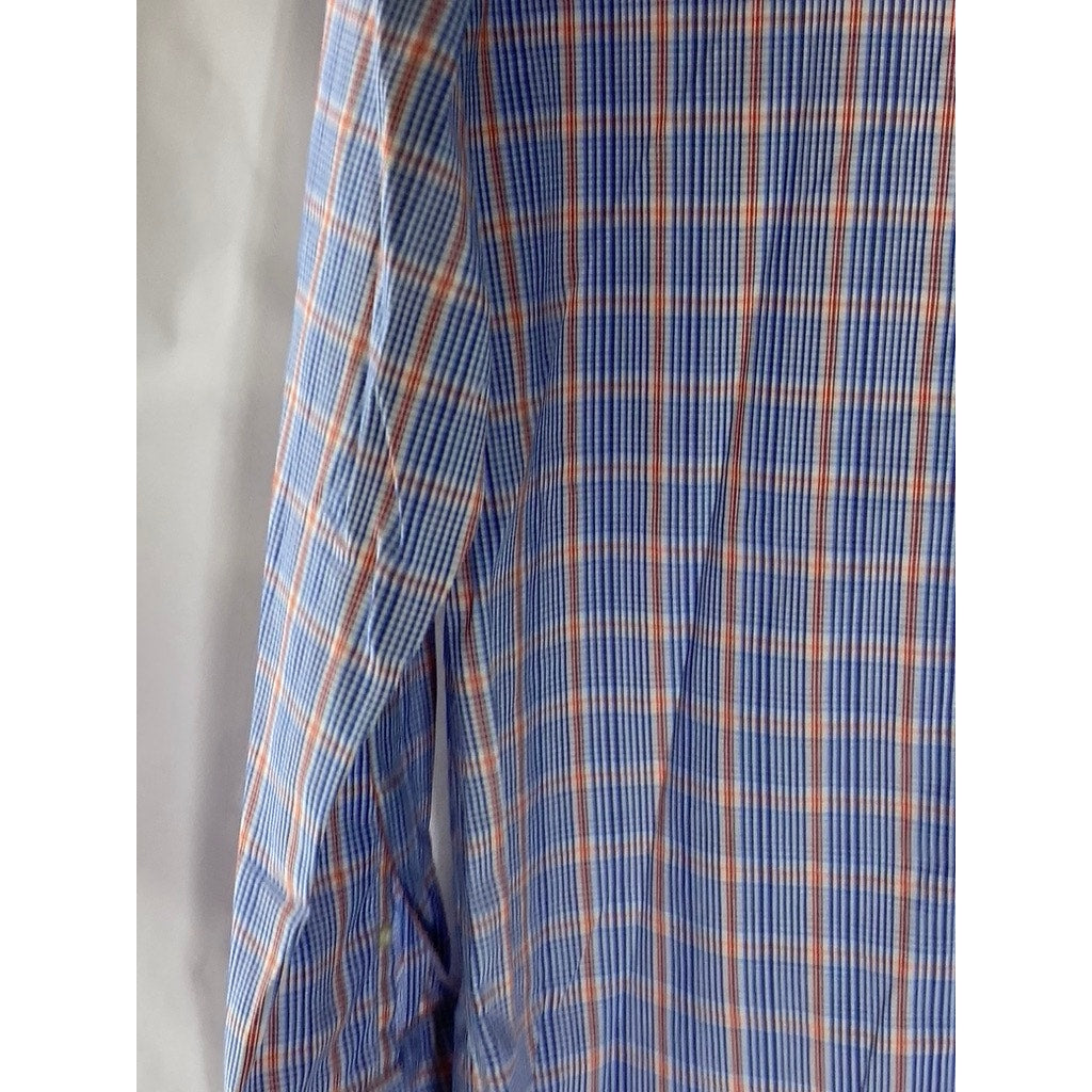 BANANA REPUBLIC Men's Blue-Orange Plaid Grant Slim-Fit Button-Up Shirt SZ M