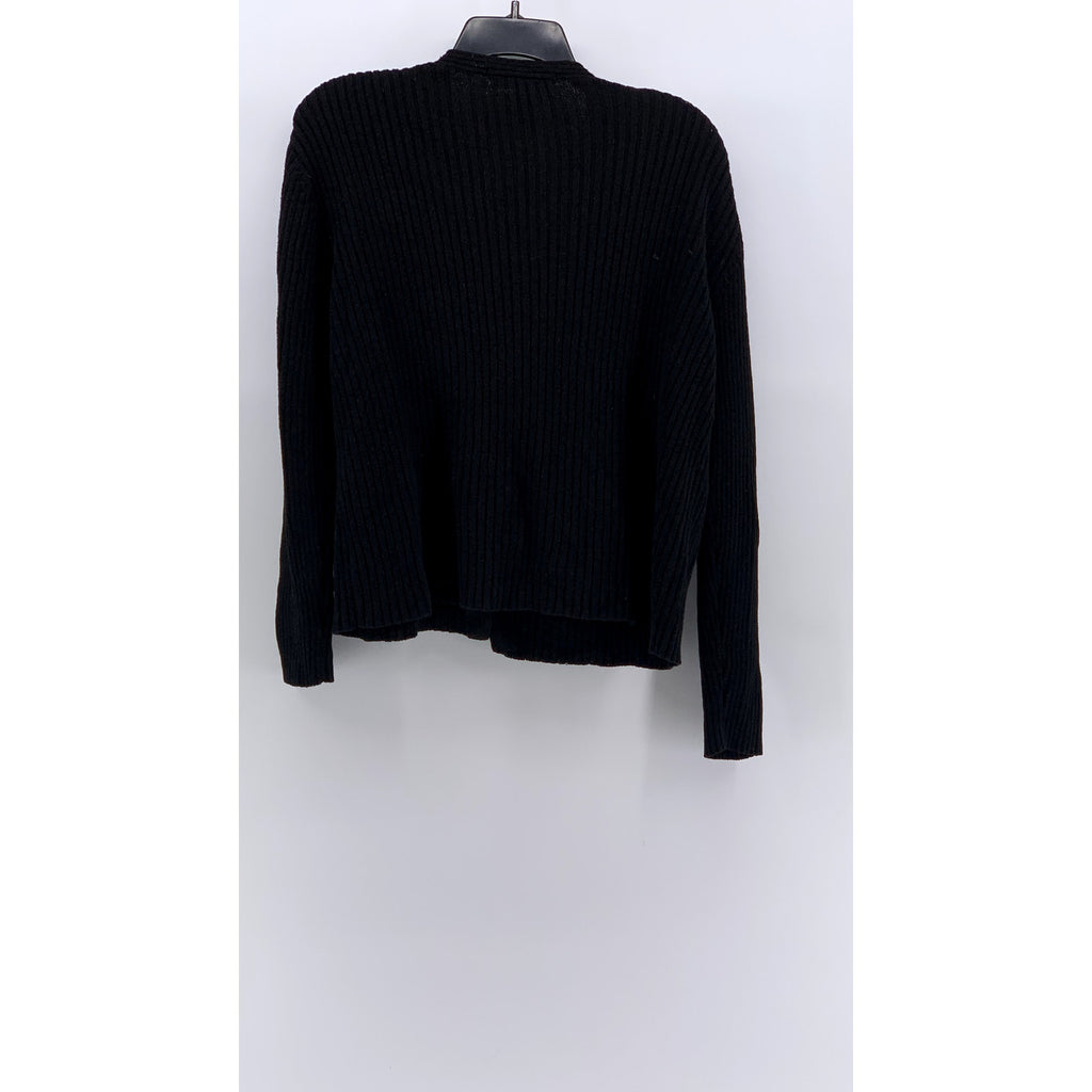 JONES NEW YORK Women's Black Rib Knit Button-Up Cardigan SZ M