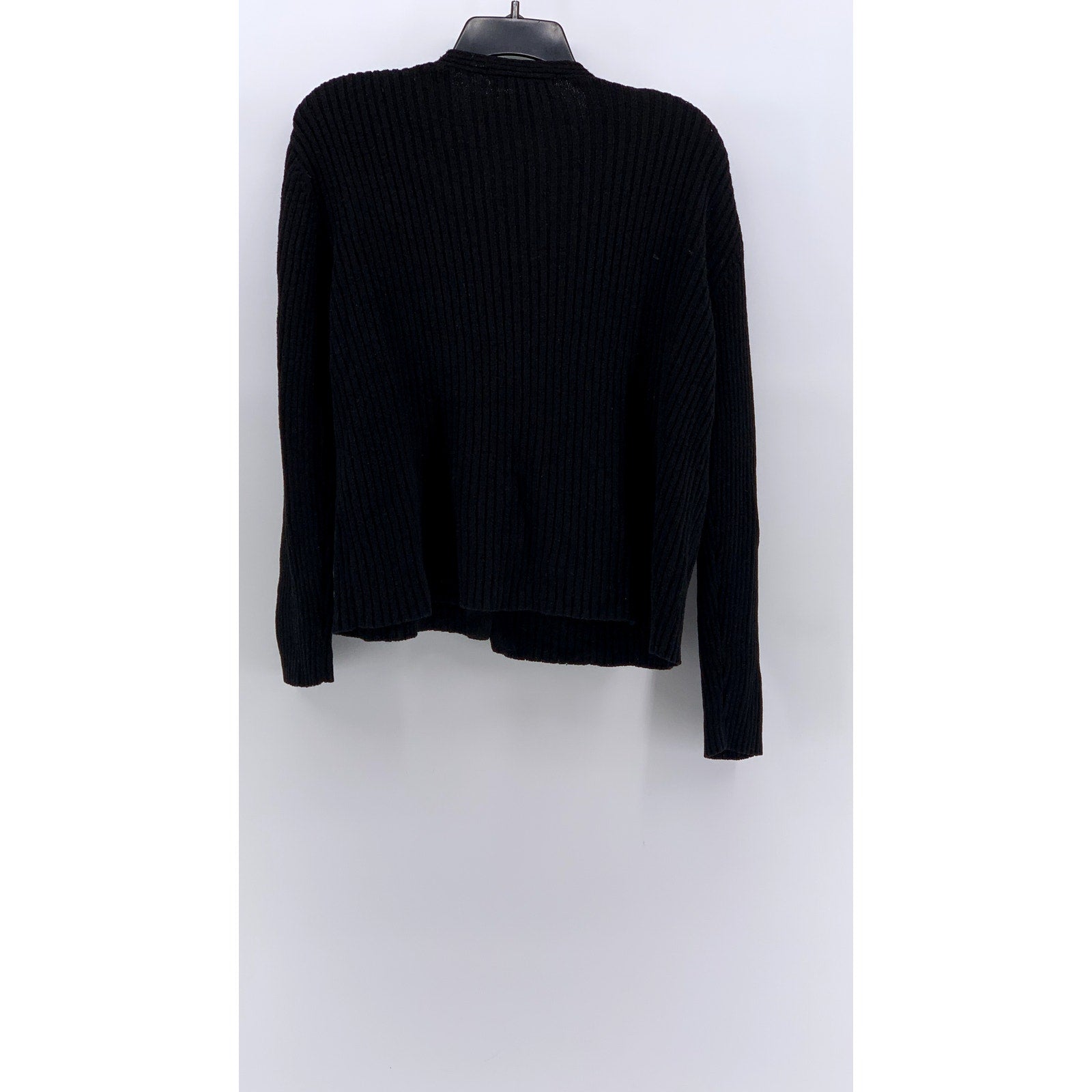 JONES NEW YORK Women's Black Rib Knit Button-Up Cardigan SZ M
