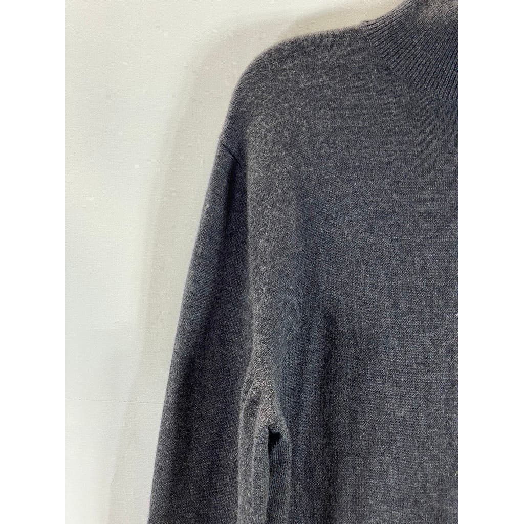A.P.C Men's Charcoal Pullover Long Sleeve Merino Wool Mock-Neck Sweater SZ M