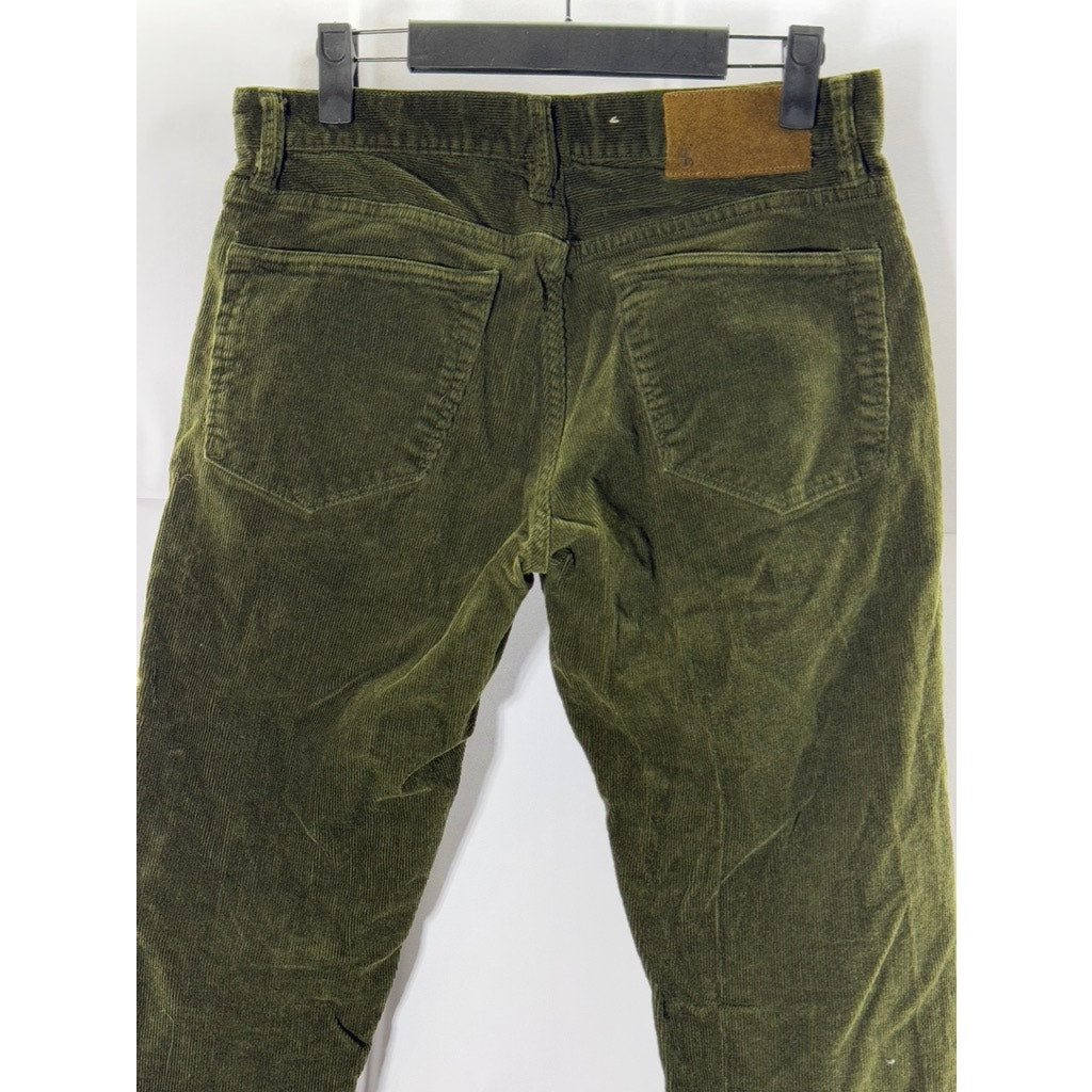 TODD SNYDER Men's Dark Green Slim-Fit Five-Pocket Stretch Corduroy Pant SZ 29X30