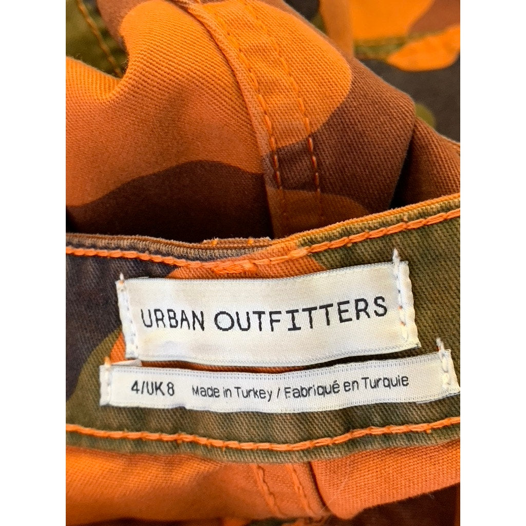URBAN OUTFITTERS Women's Orange Camo Relaxed-Fit Pants SZ 4