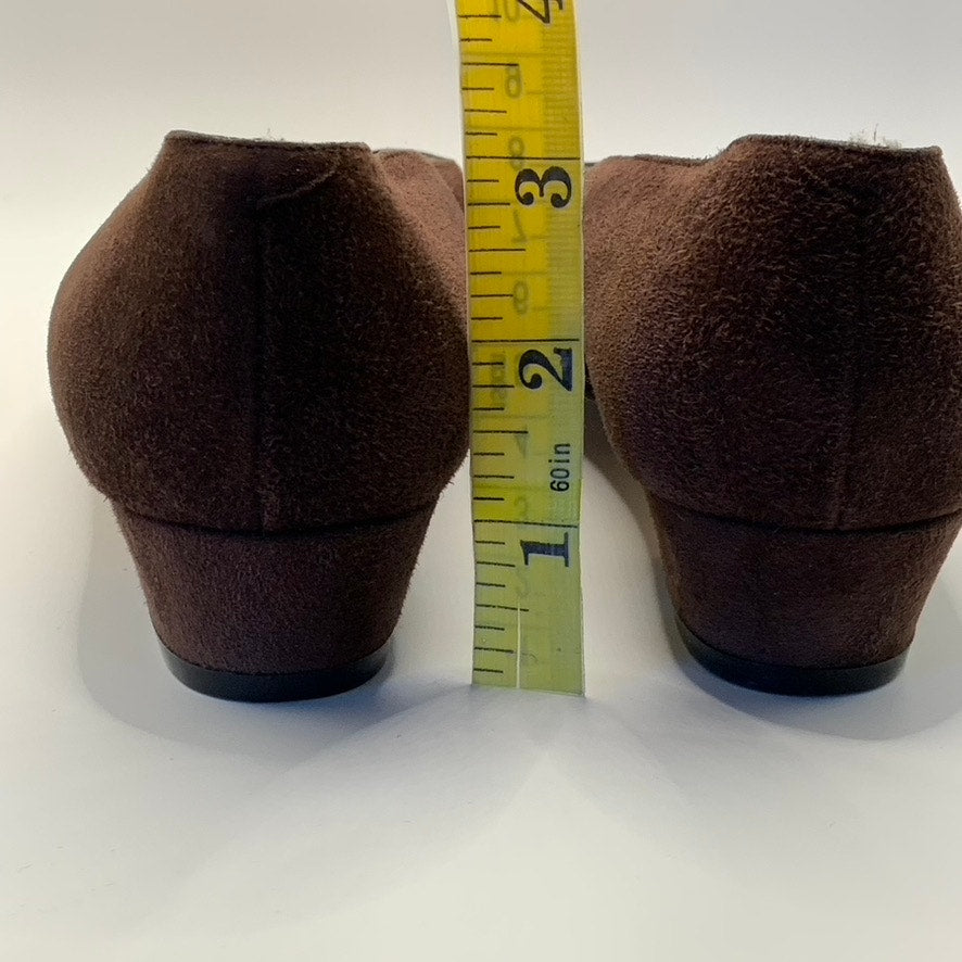 SILVIA FIORENTINA Women's Brown Suede Spiga Round-Toe Block-Heel Pumps SZ 7