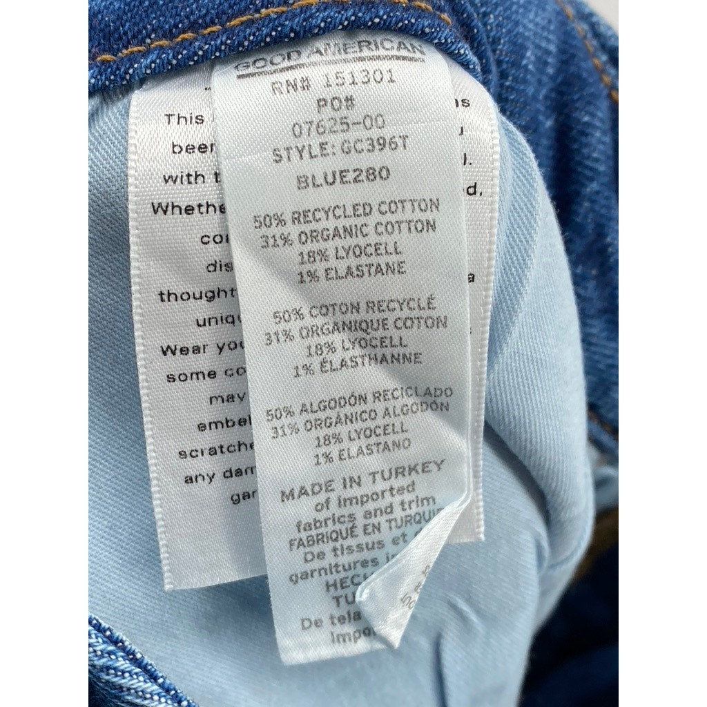 GOOD AMERICAN Women's Medium Blue Denim High-Rise Skinnyish-Leg Jean SZ 18
