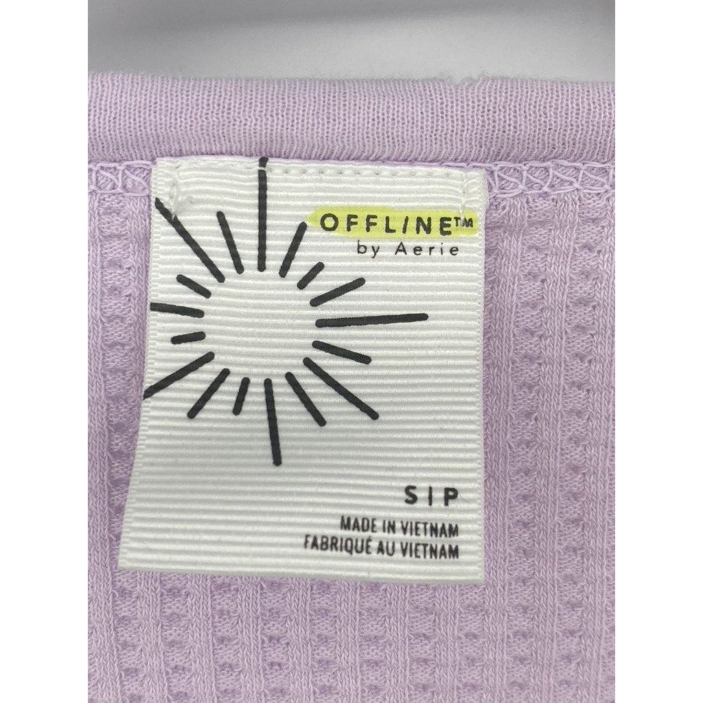 OFFLINE By AERIE Women's Lilac Burst A Move Long Sleeve Thumbhole Henley Top SZS