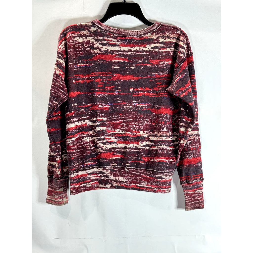 ISABEL MARANT FOR H&M Women's Red Printed Crewneck Pullover Sweater SZ 4