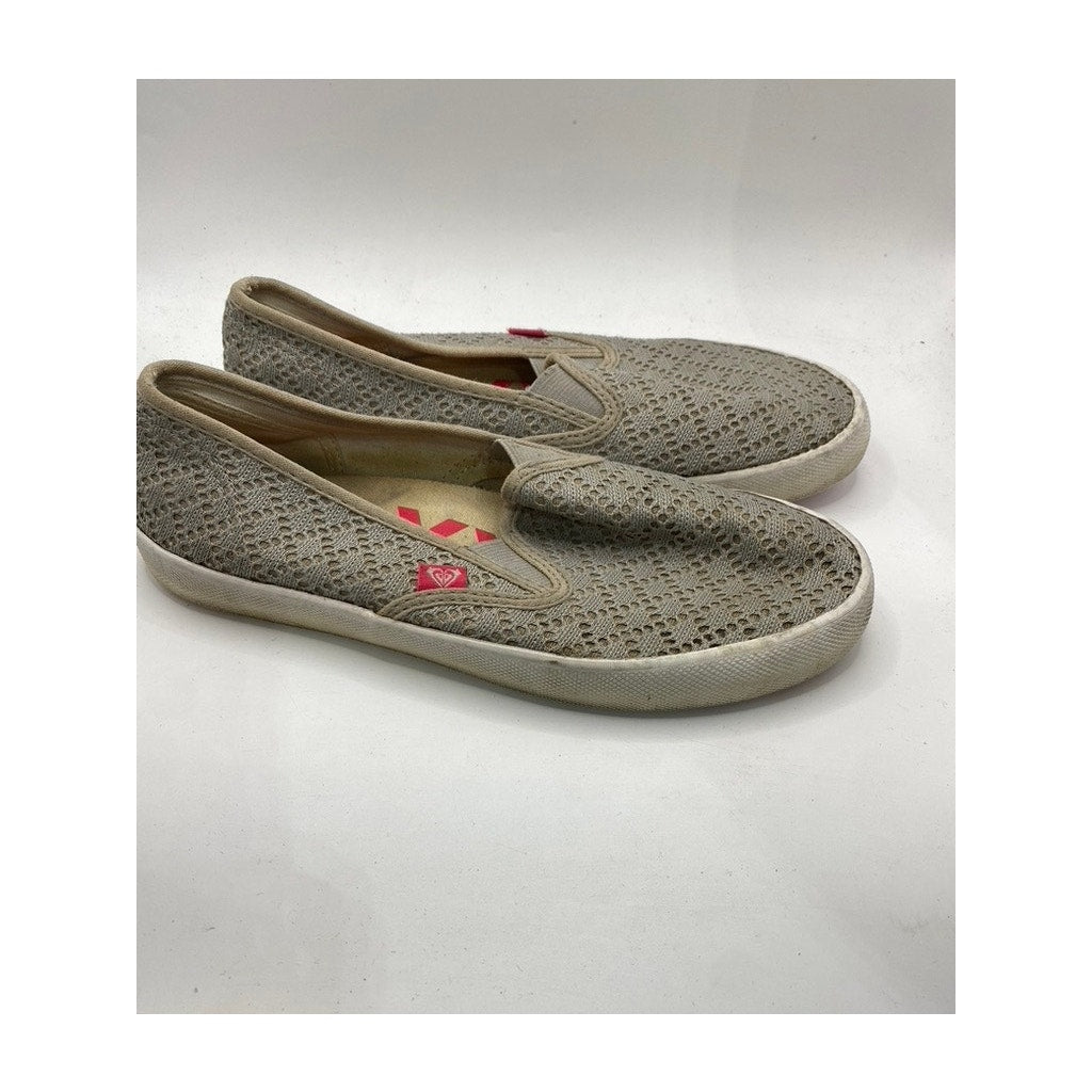 ROXY Women's Gray Ventura 2 Canvas Slip-On Perforated Casual Flat Shoes SZ 6