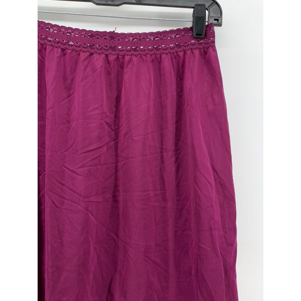 OLGA SECRET HUG Women's Vintage Plum Lace-Trim Half Slip Skirt SZ XL