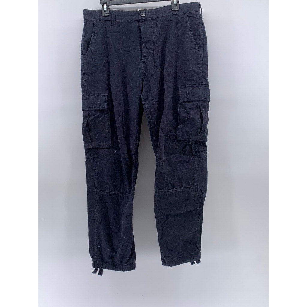 THE STRONGHOLD Men's Navy Blue Relaxed-Fit Straight-Leg Cargo Pants SZ 34x30