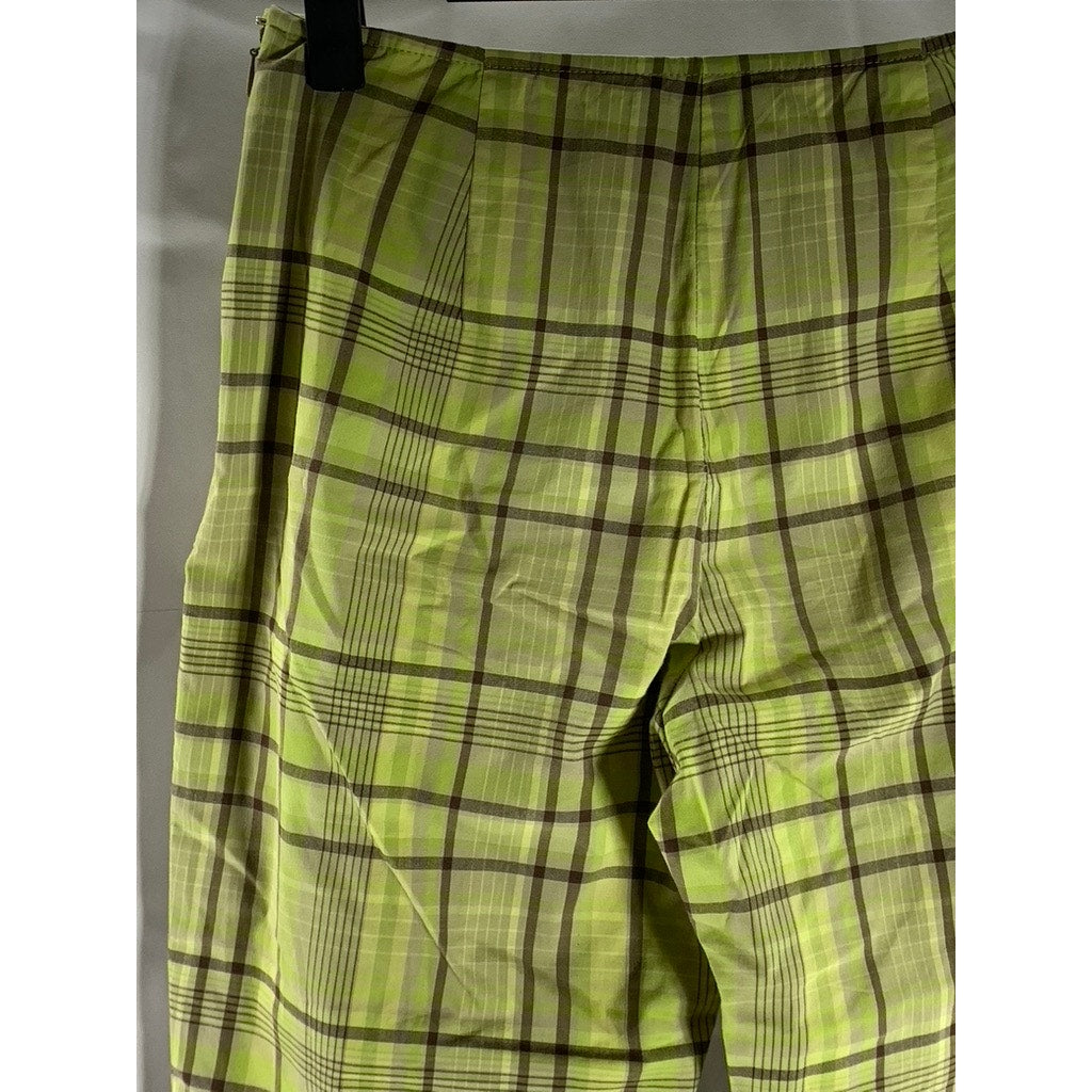 ANN TAYLOR Women's Vintage Petite Yellow/Brown Plaid Stretch Ankle Pant SZ 2P