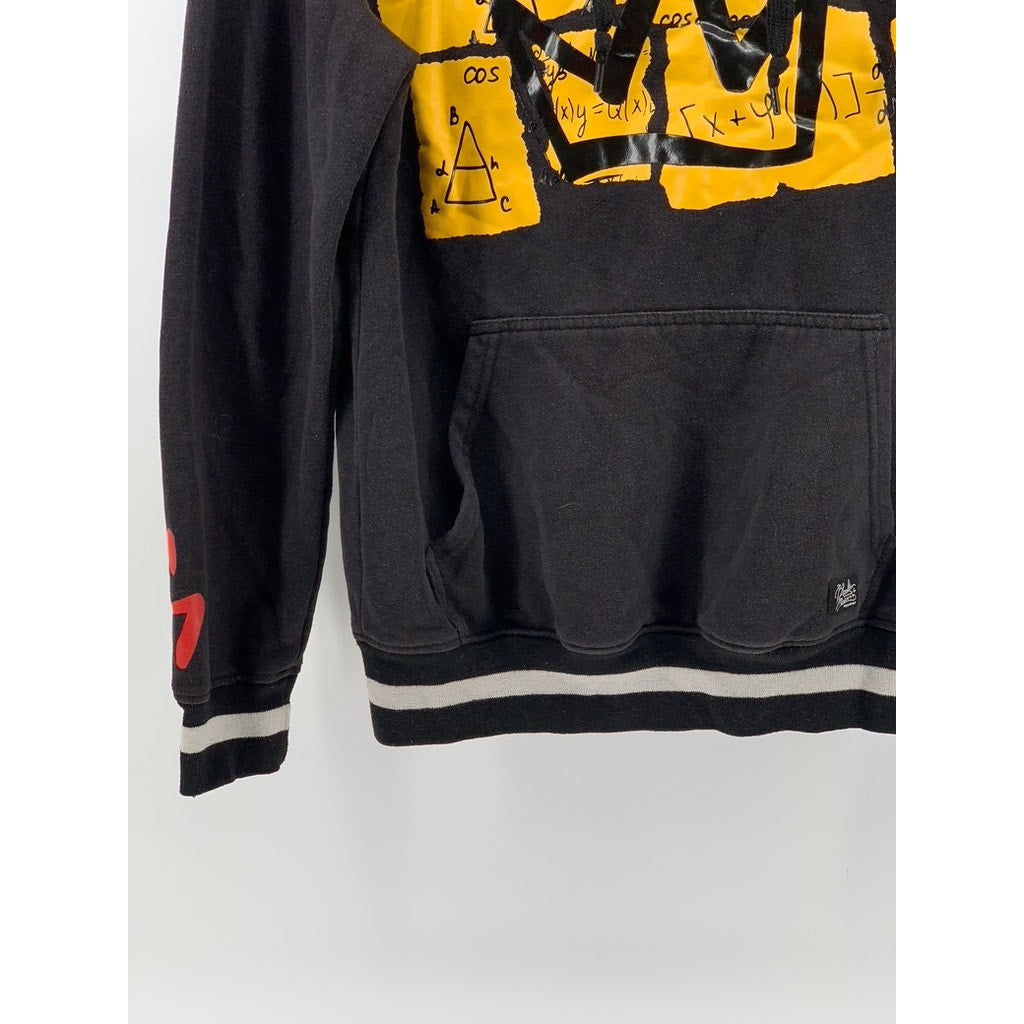 BLEECKER & MERCER Men's Black-Yellow Geo Hoodie SZ M