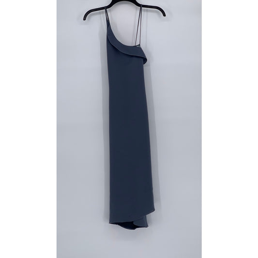 EMPORIO ARMANI Women’s Dark Blue Ruffle Spaghetti Strap Midi Dress SZ US2