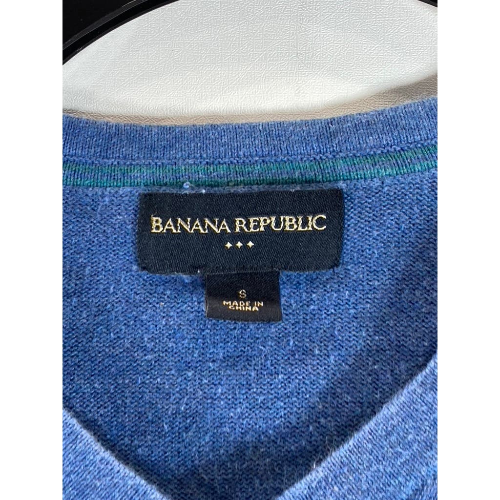 BANANA REPUBLIC Men's Blue Regular-Fit V-Neck Long Sleeve Pullover Sweater SZ S