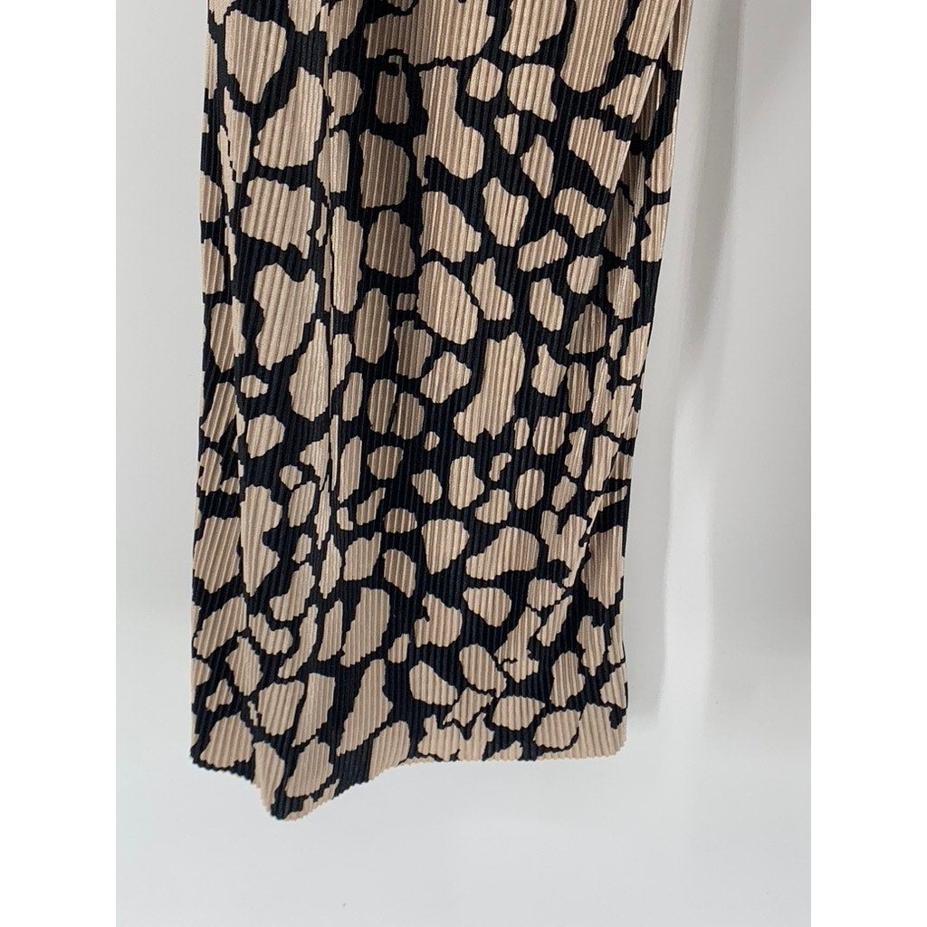 UNBRANDED Women's Brown-Black Printed Elastic-Waist Relaxed Fit Pant SZ M