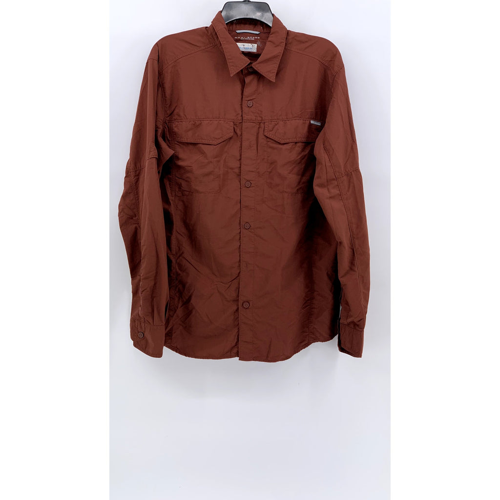 COLUMBIA Men's Terracotta Button-Up Omni-Shade Long Sleeve Shirt SZ M