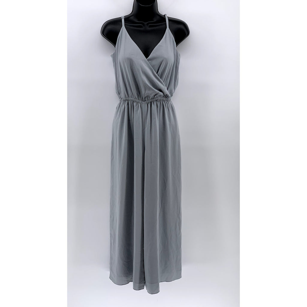 WILFRED Women's Gray V-Neck Spaghetti Strap A-Line Midi Dress SZ S